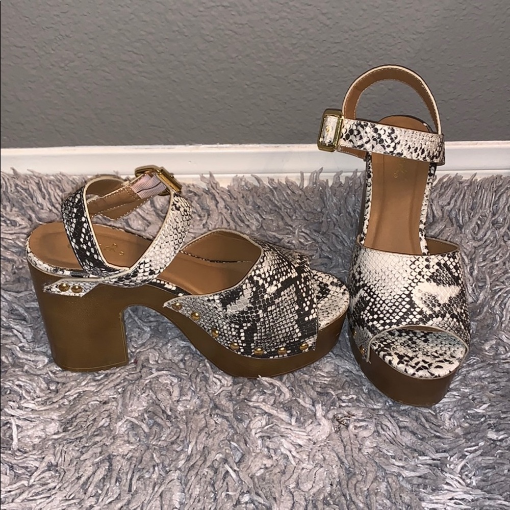 Snake Skin Block Heel
